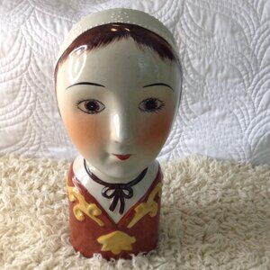 VTG Scandinavian Folk Art Lady Head Vase; Gemma Taccogna Style, Folky Chic, FUN